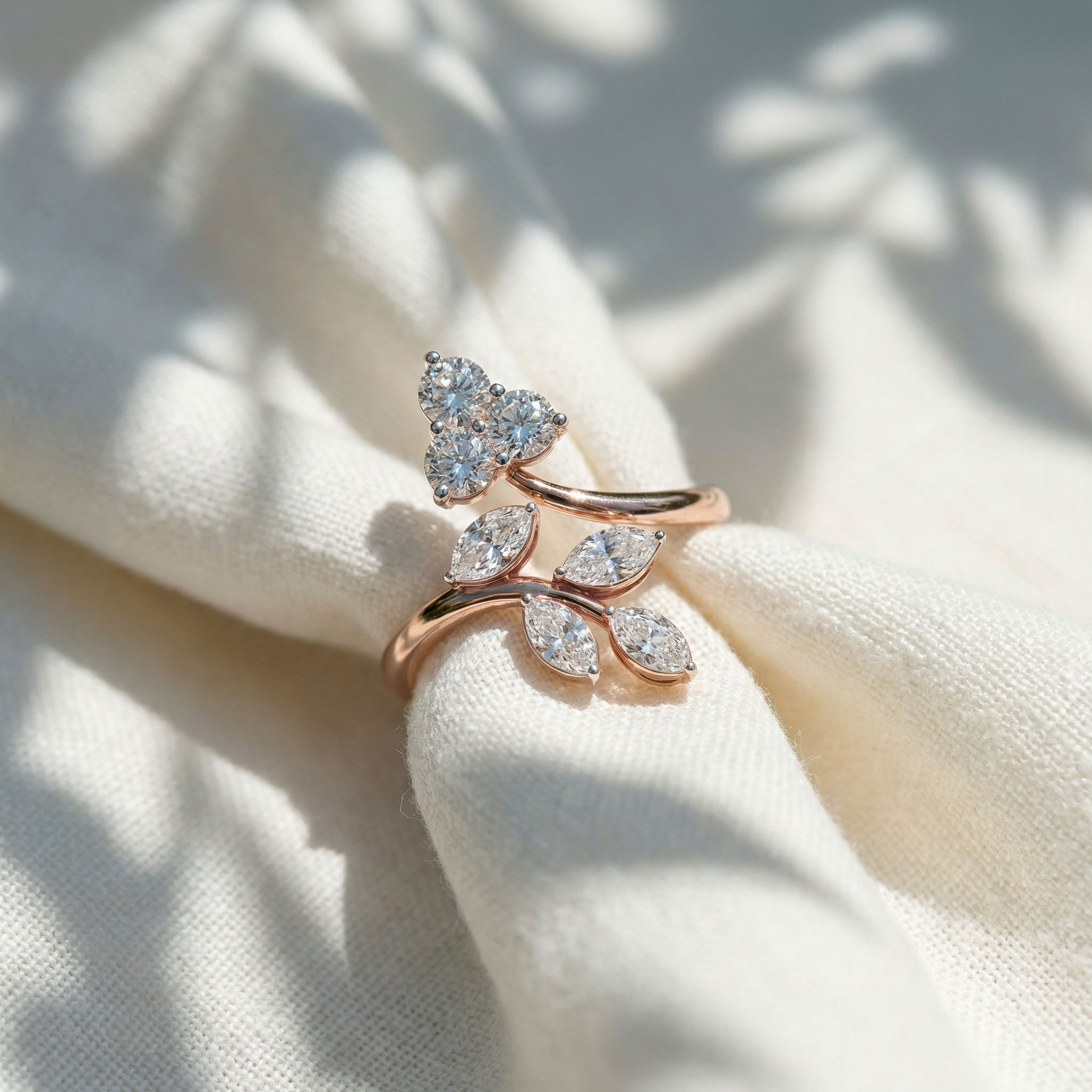 Lustre Leaf Diamond Ring 2