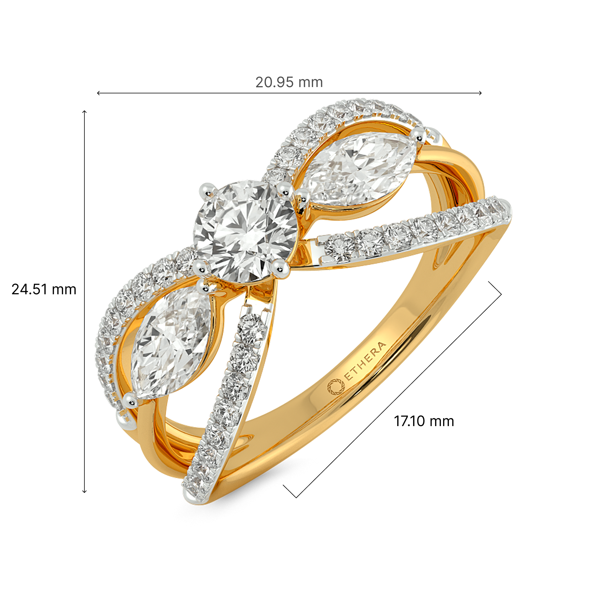 Threefold Grace 3 Stone Ring 6
