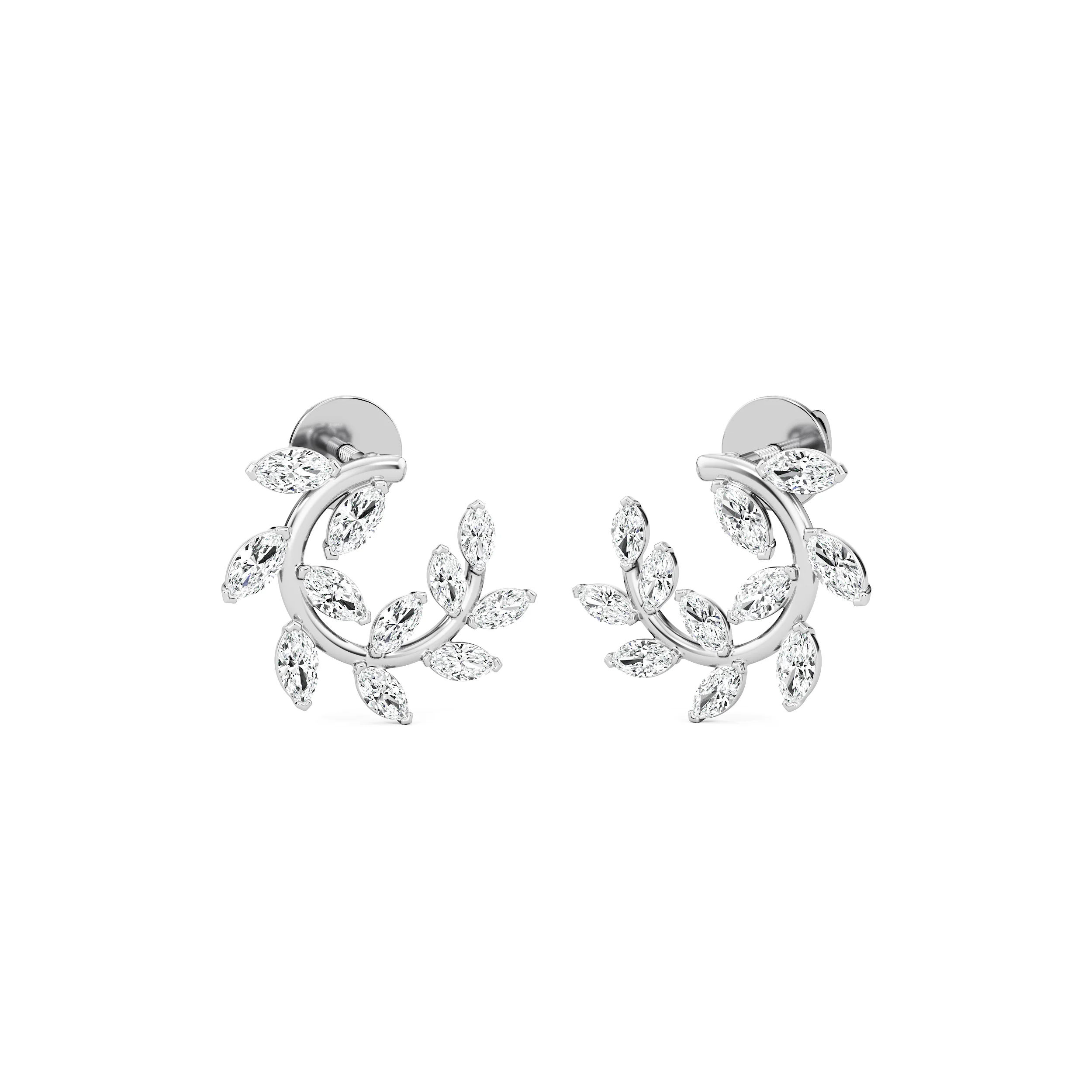 Leafline Arc Diamond Earrings 2