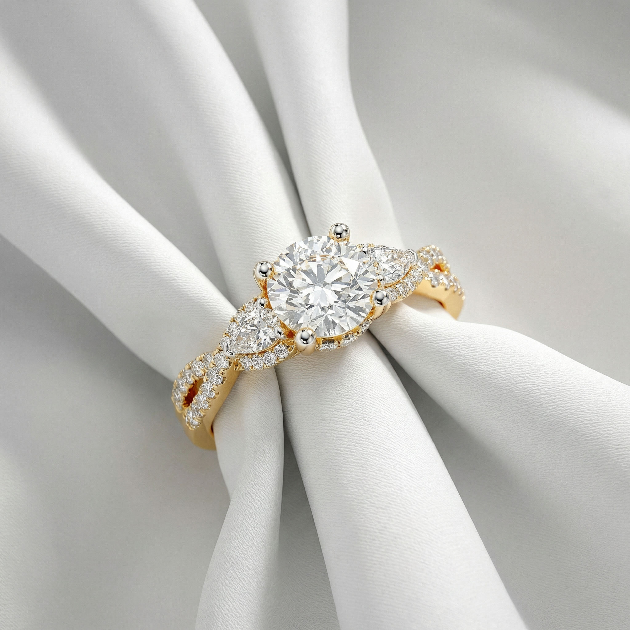 Intertwined Radiance 3 Stone Ring 3