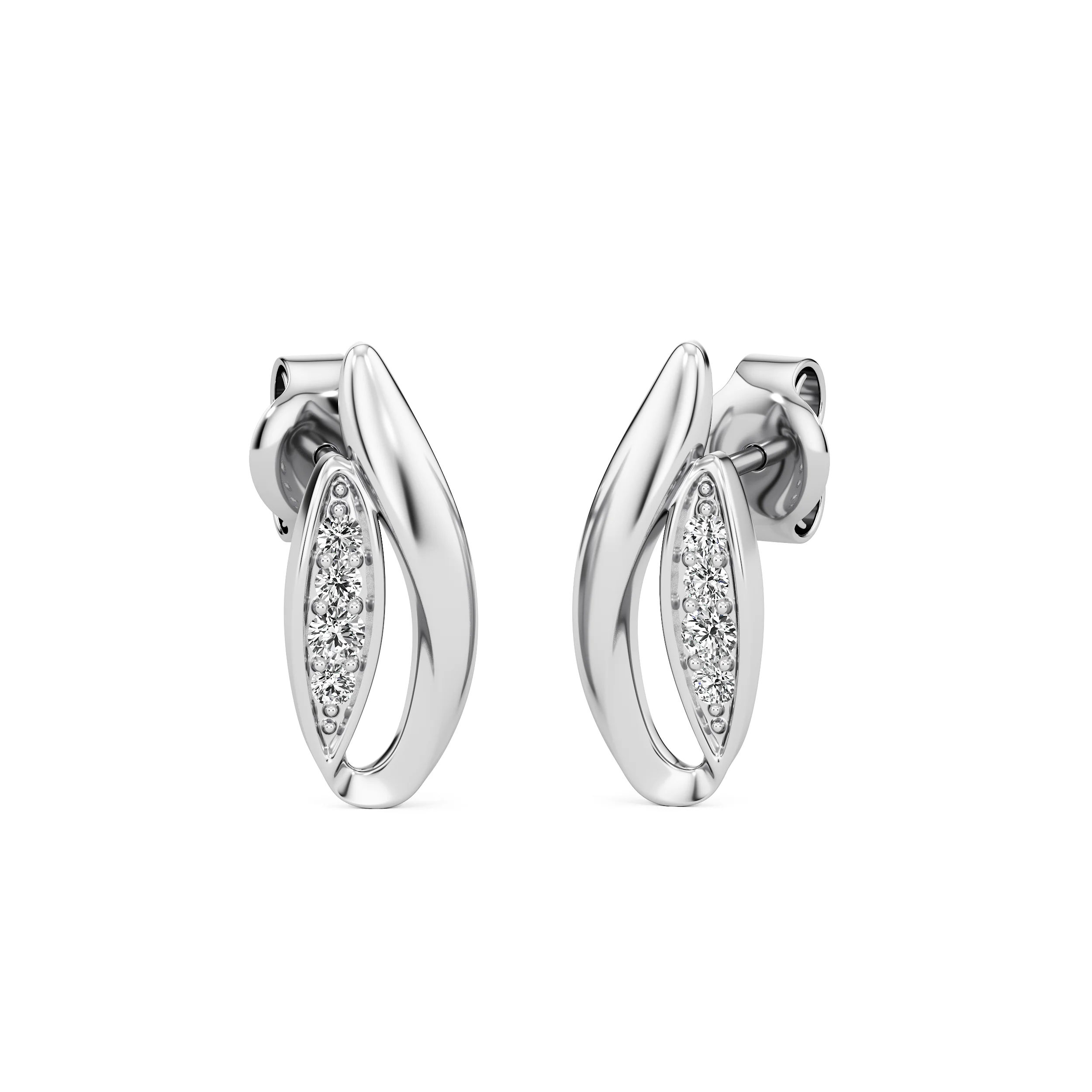 Crescent Sway Diamond Studs 2