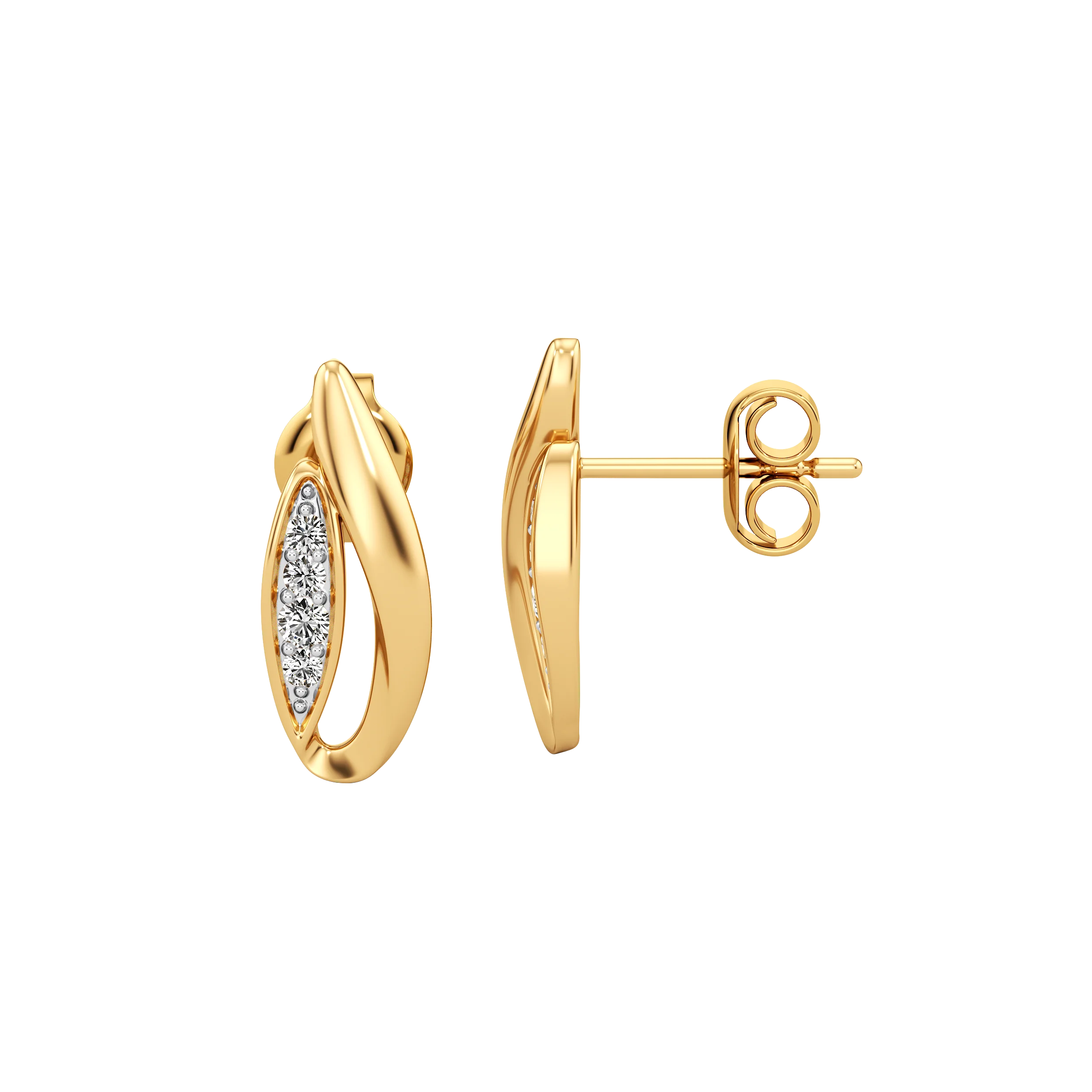 Crescent Sway Diamond Studs 1