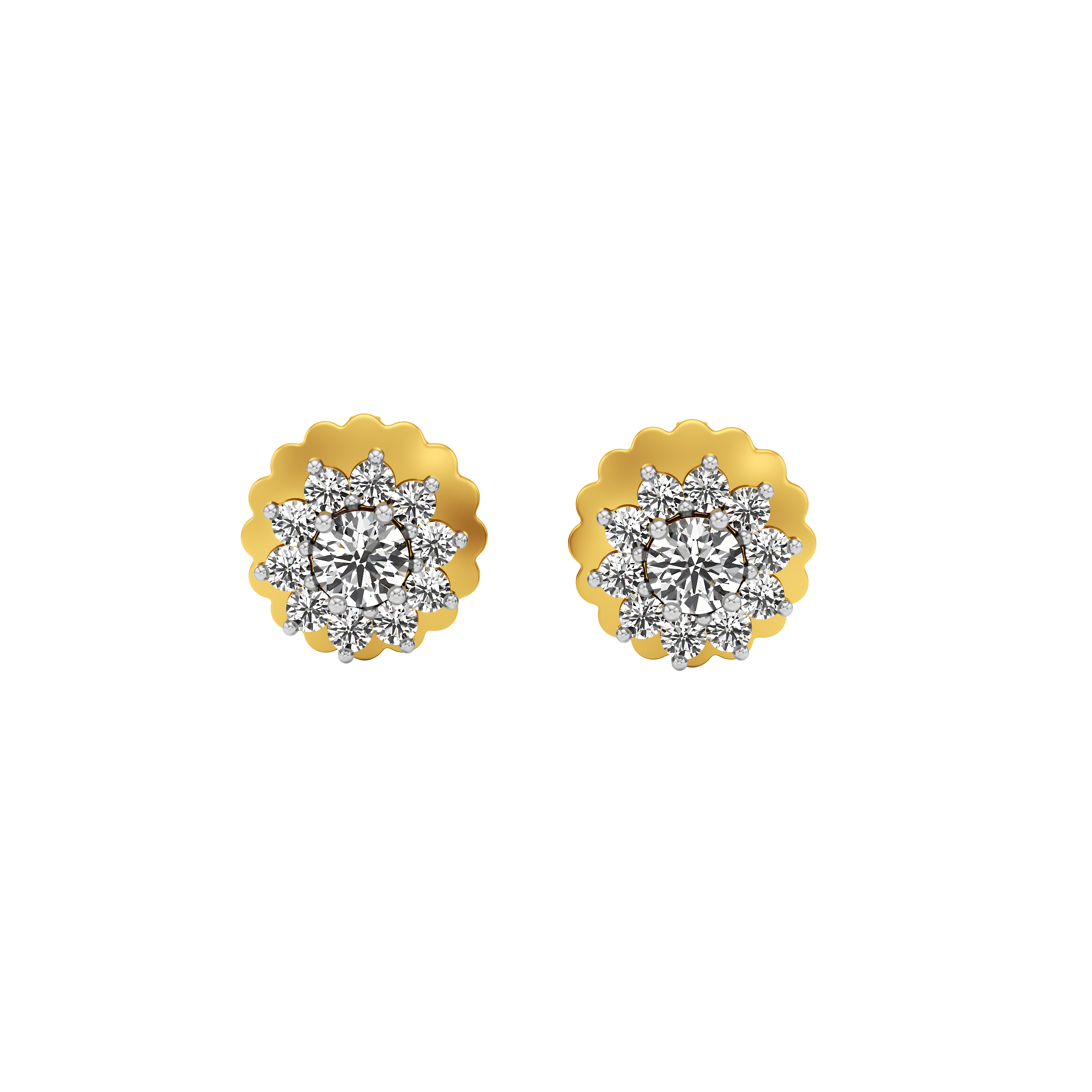 Scalloped Floral Halo Stud Earrings 0