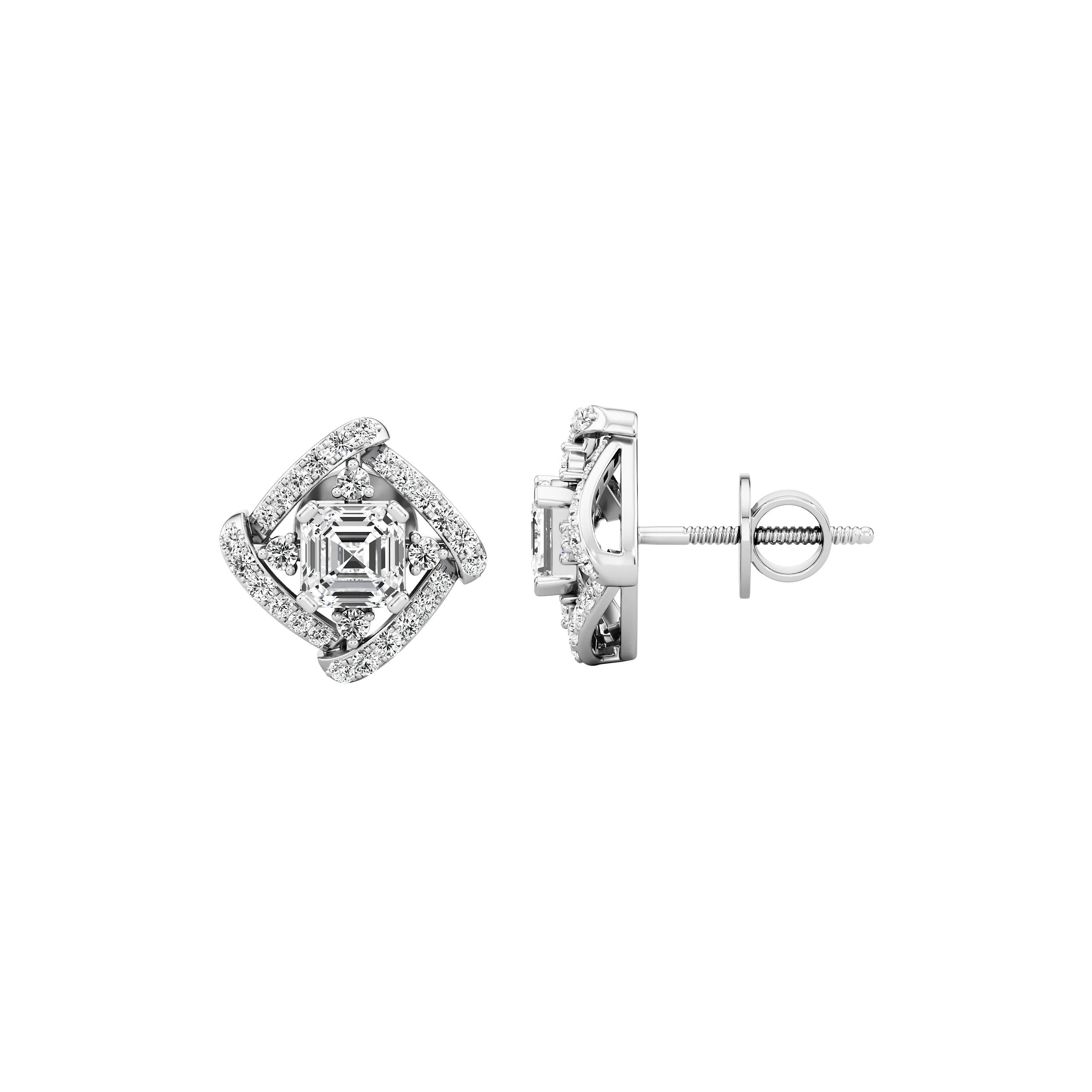 Aurora Halo Asscher Studs 3
