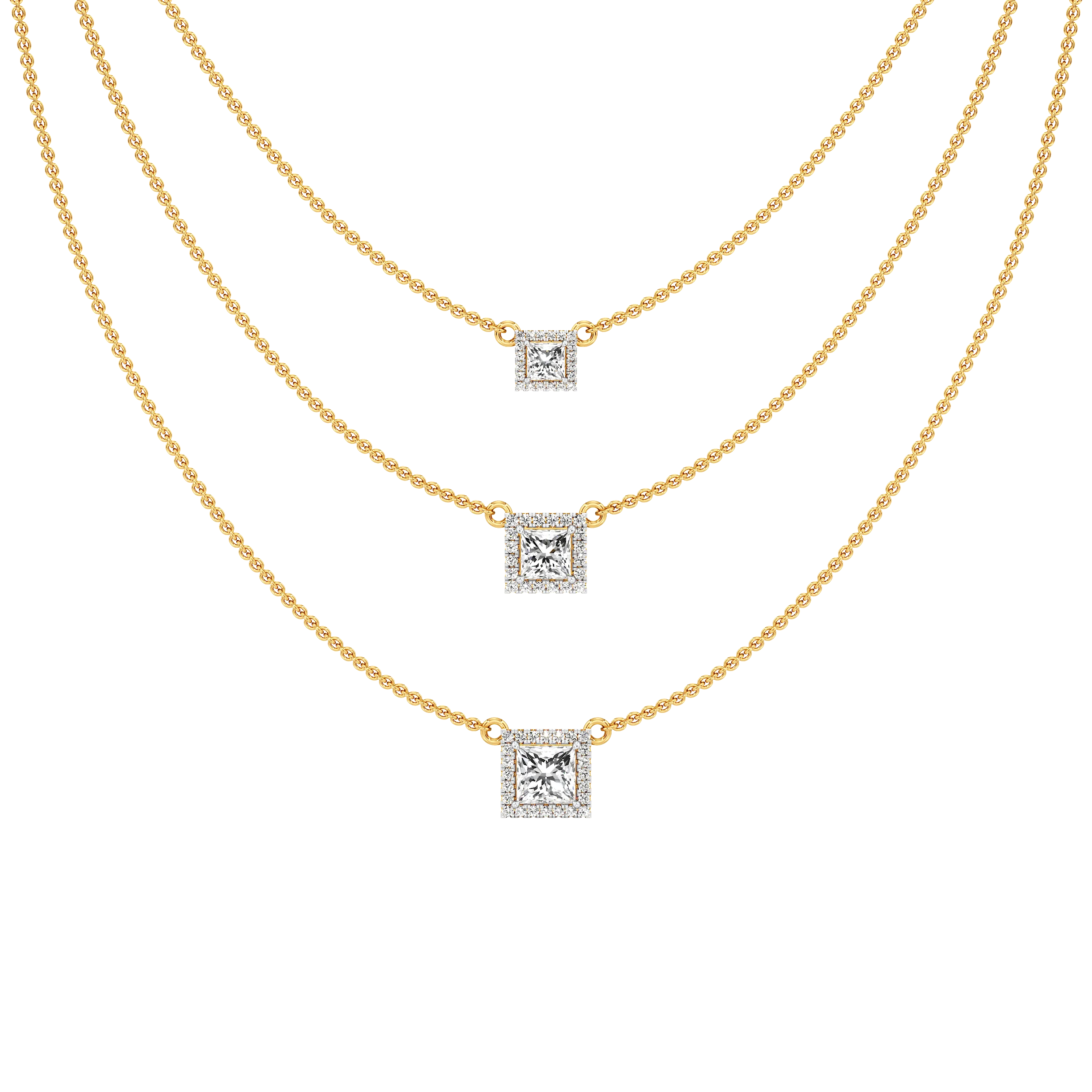 Cascade Squares Layered Necklace hover