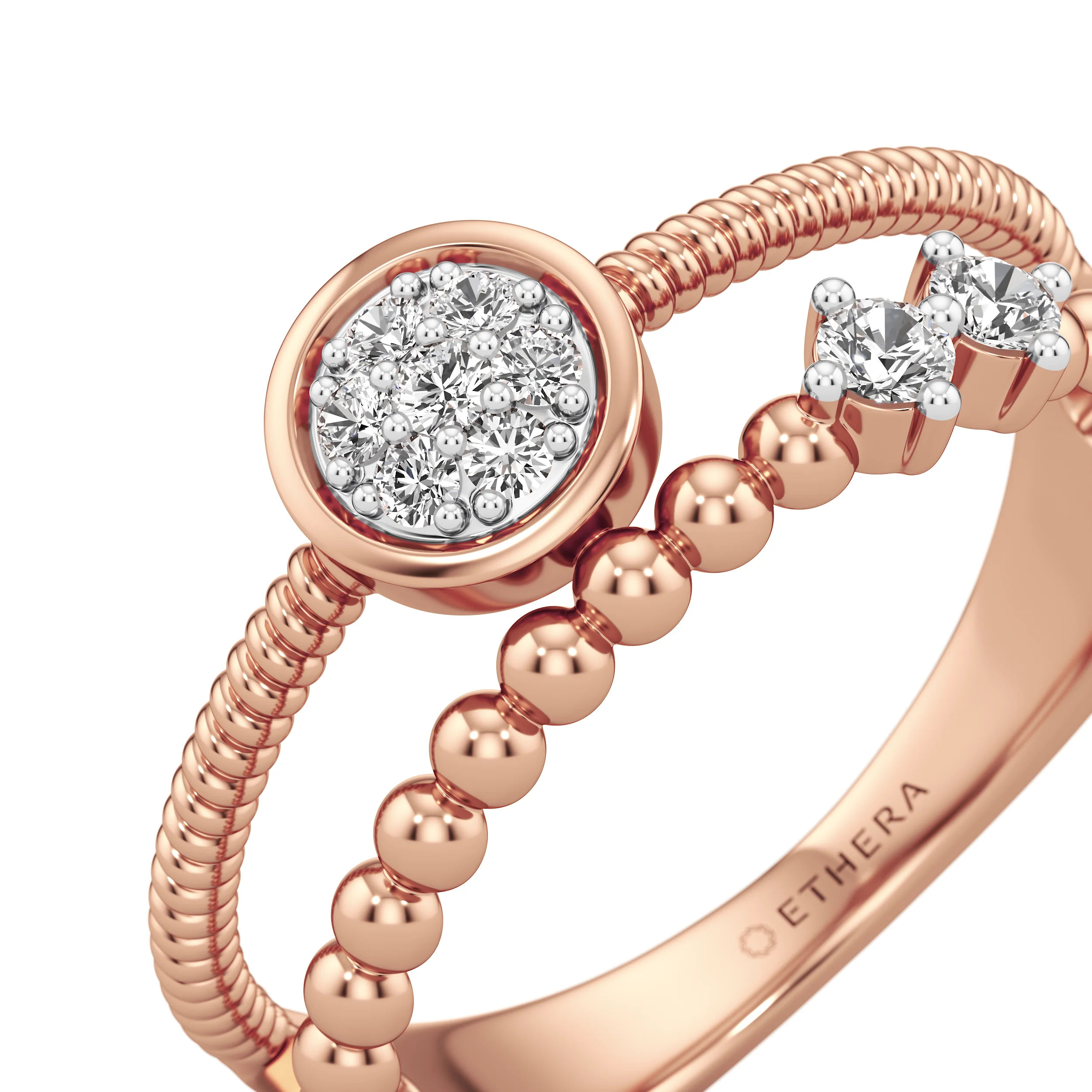 Beaded Halo Diamond Ring 12