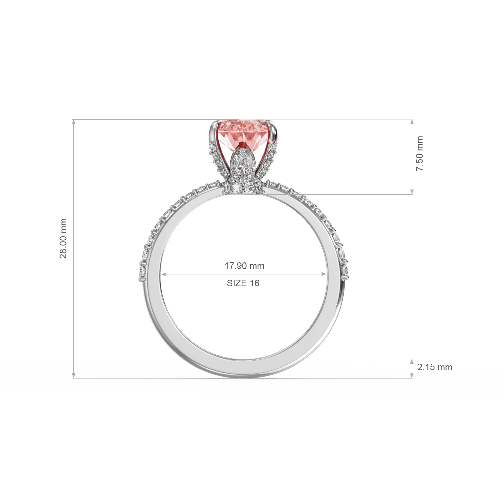 Oval Crest Pavé Ring 5