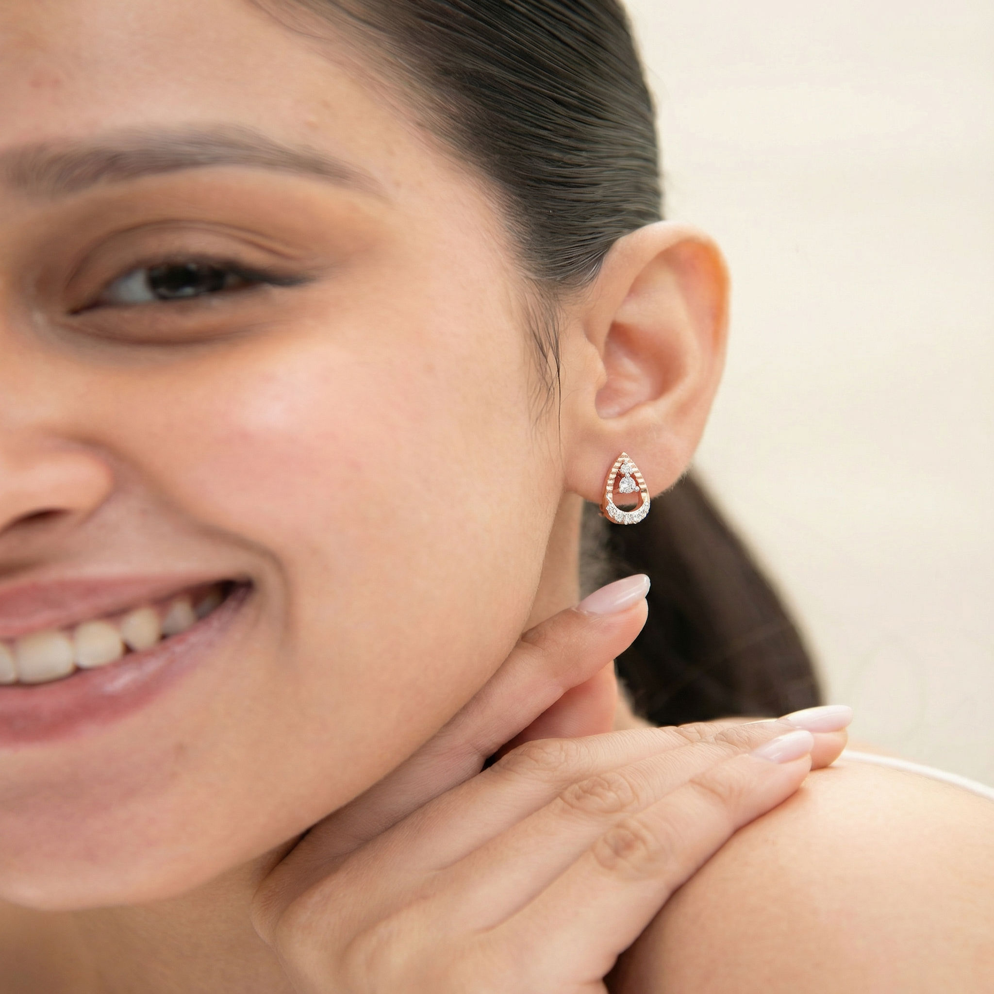Dewdrop Trio Diamond Studs hover