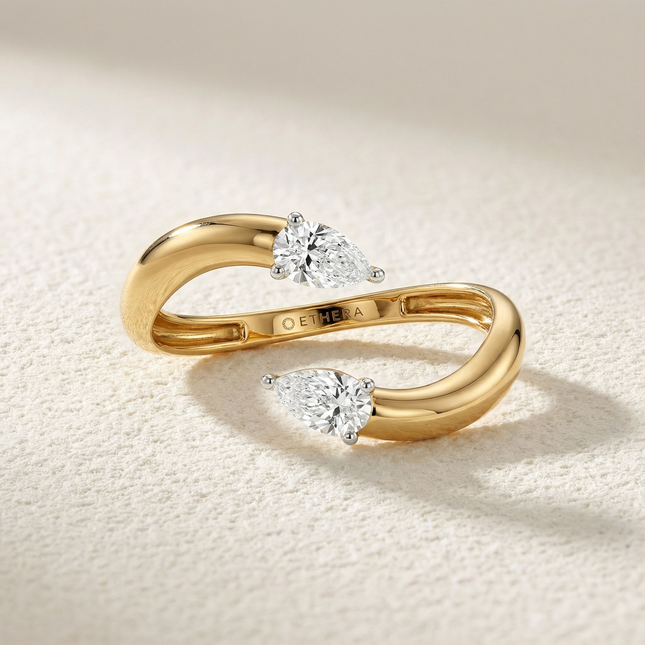 Twin Pear Open Ring 2
