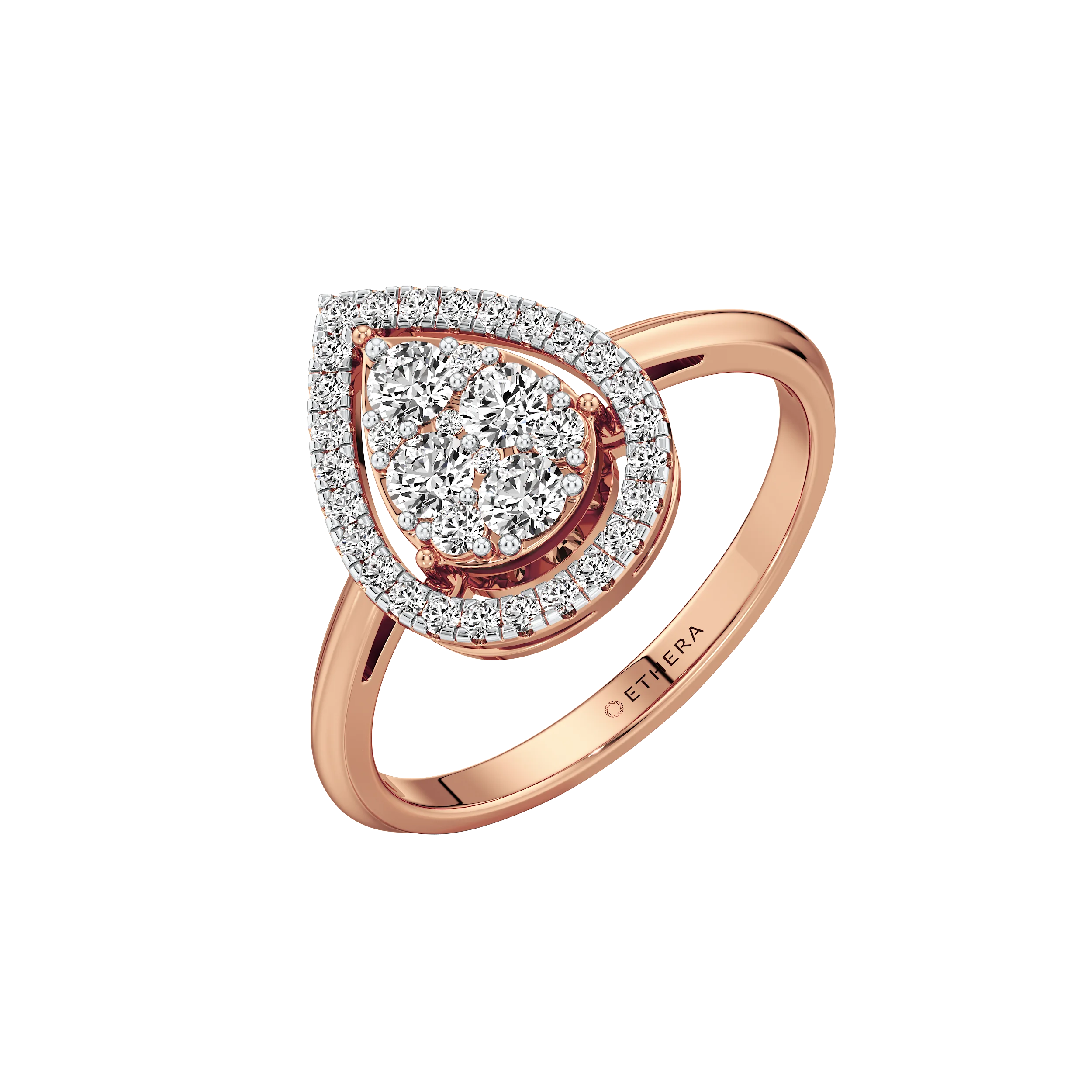 Gleaming Cluster Halo Ring 10