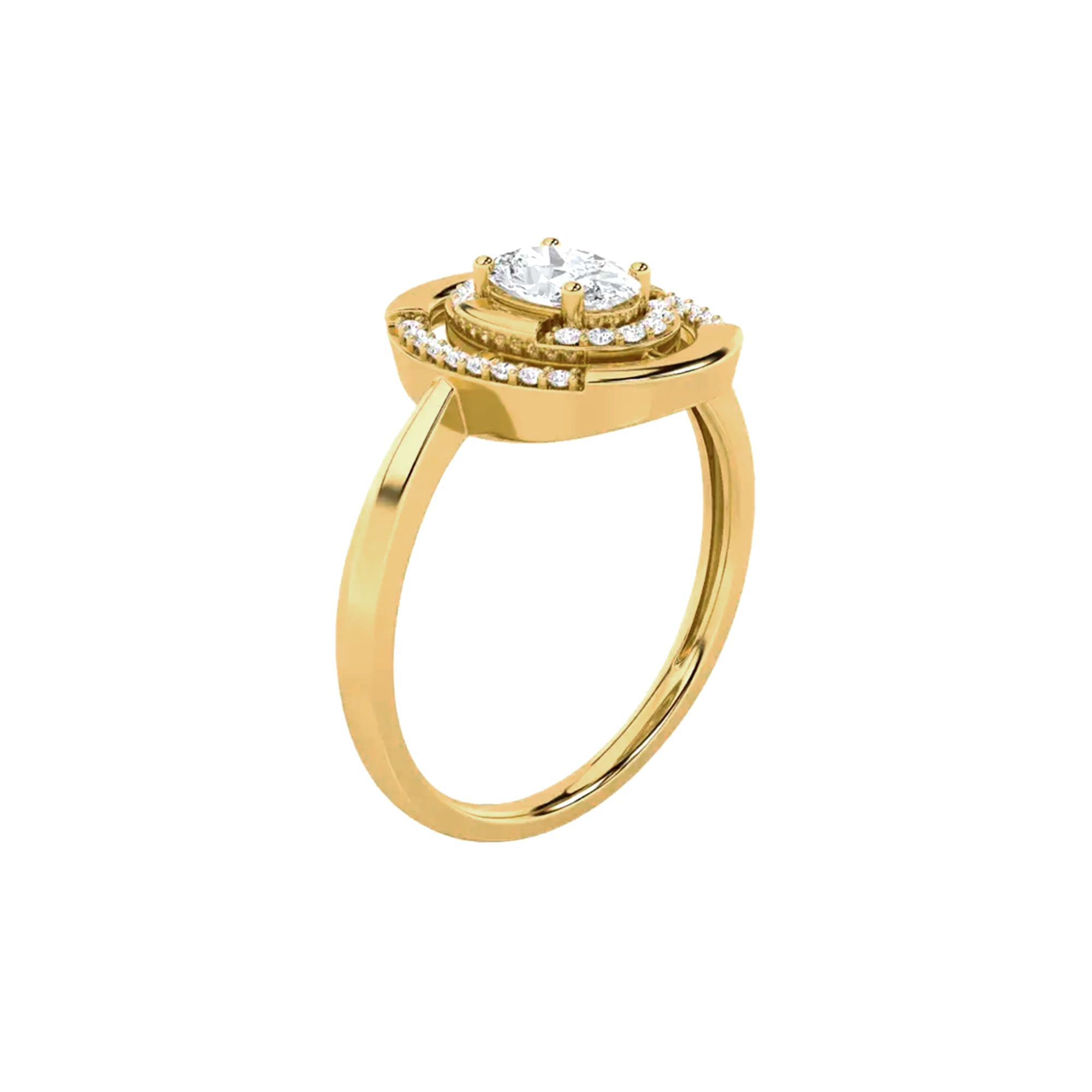 Halo Empress Solitaire Ring 1