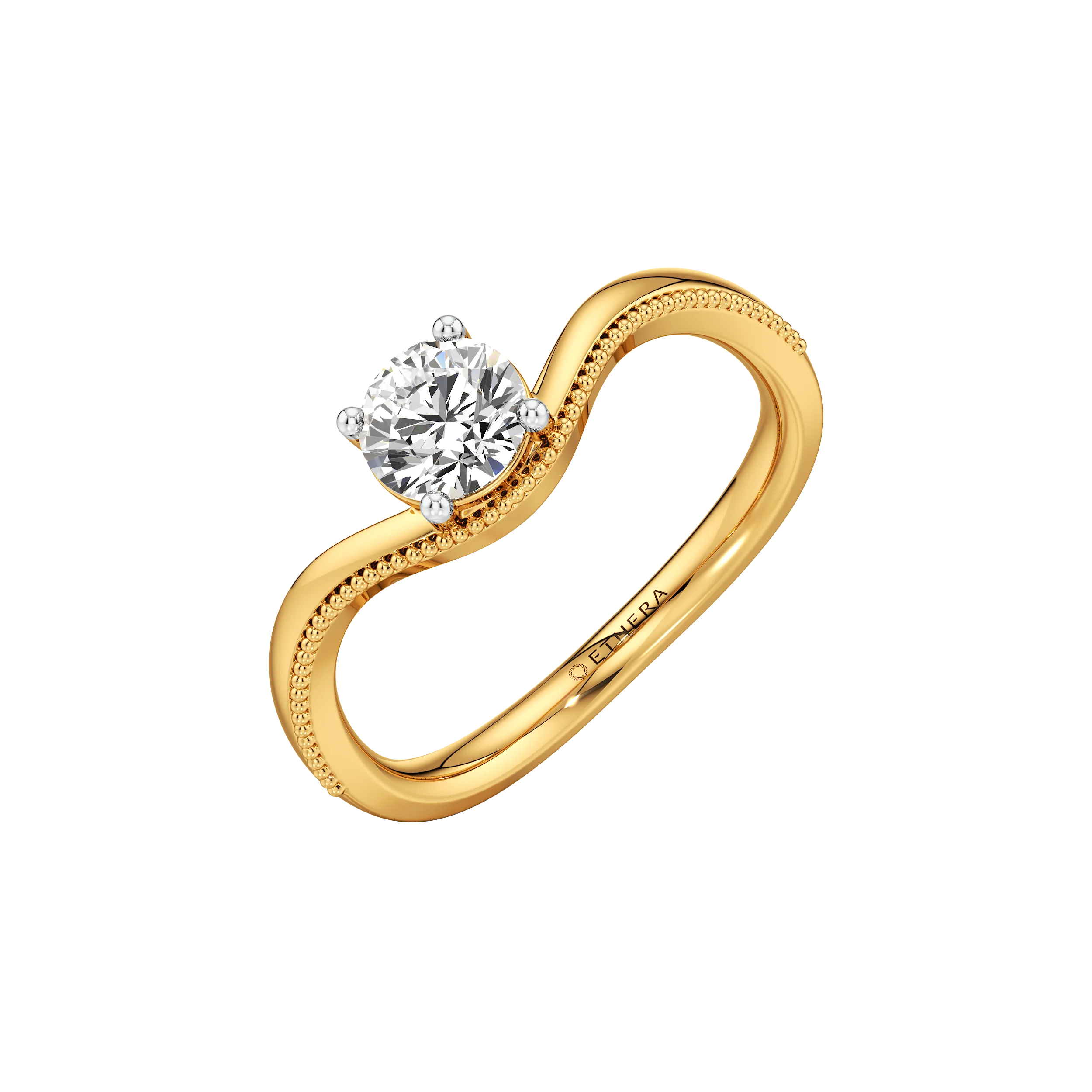 Waved Muse Solitaire Ring 0