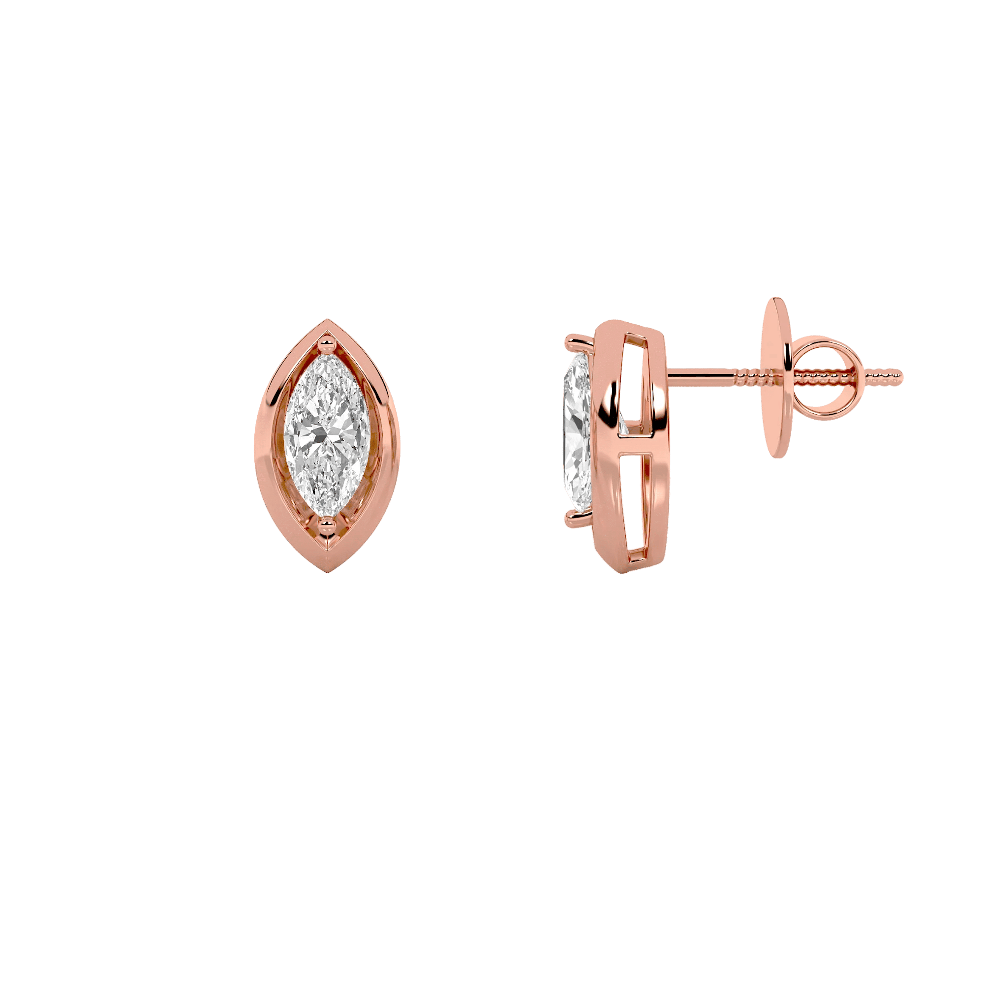 Marquise Diamond Surface Stud Earrings 8