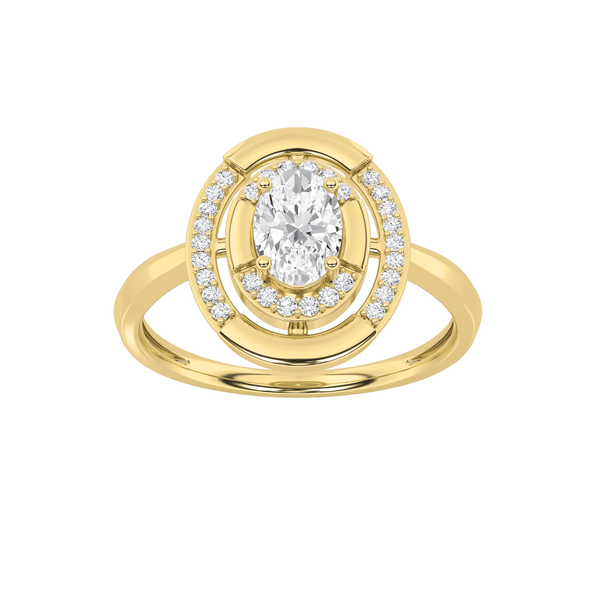 Halo Empress Solitaire Ring 0