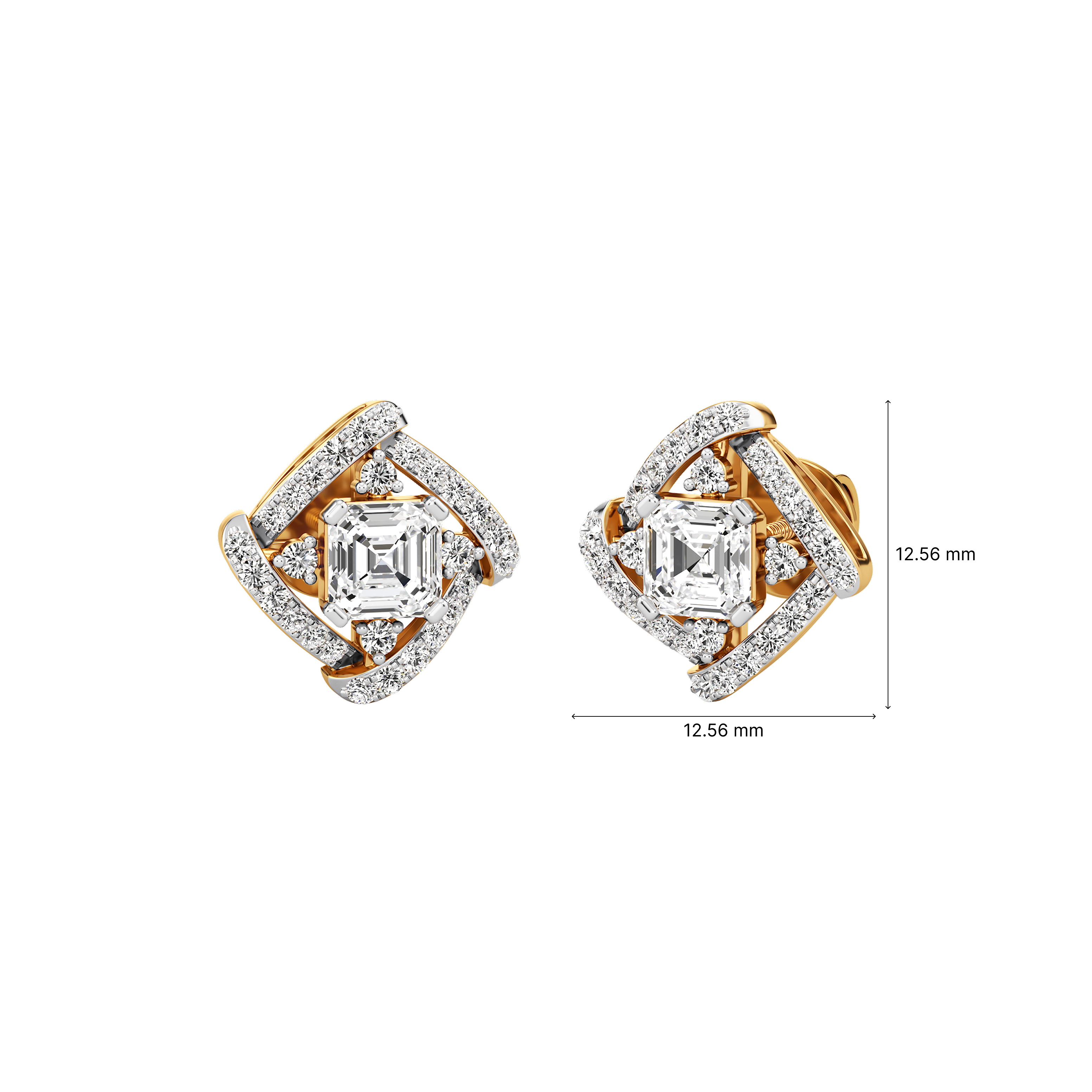 Aurora Halo Asscher Studs 3