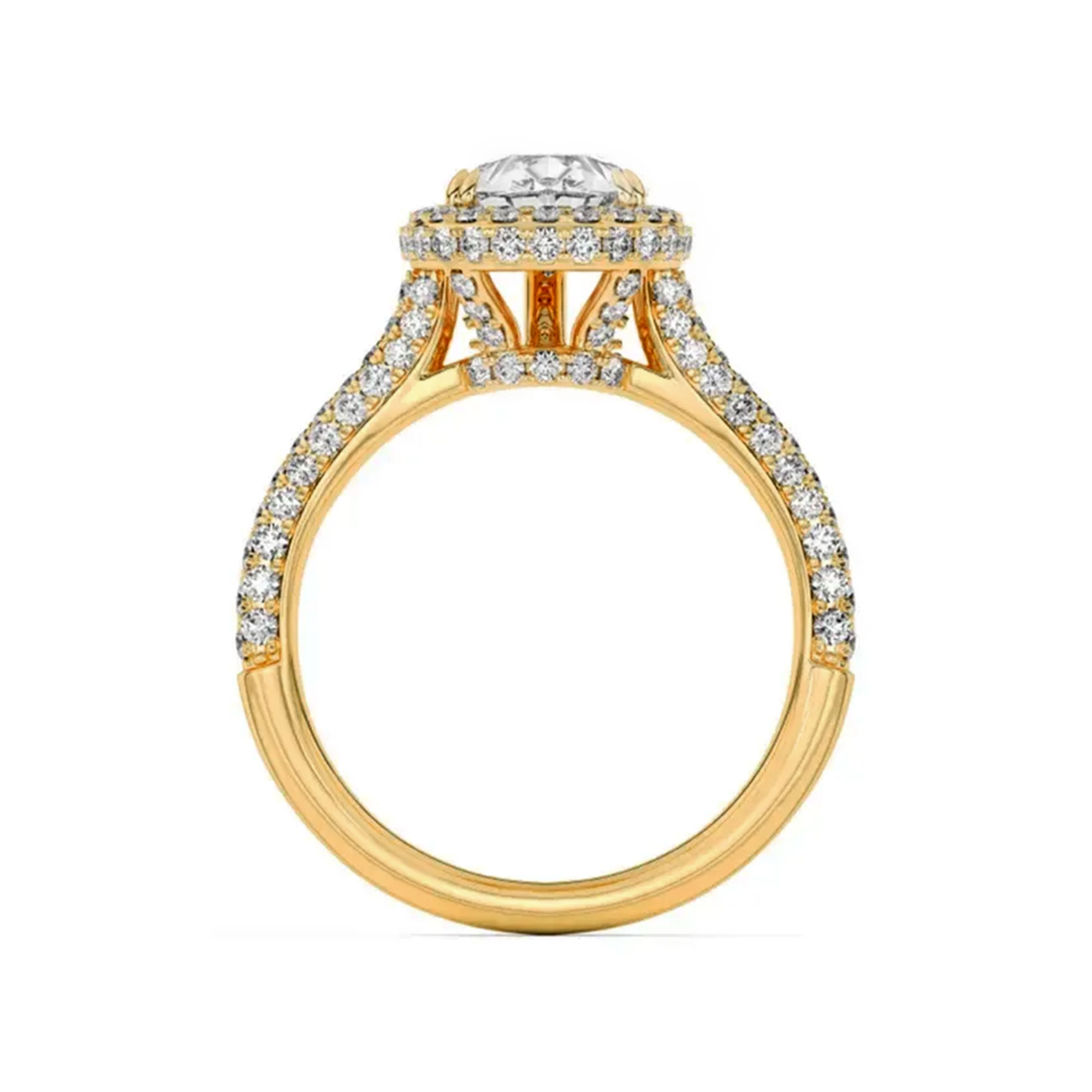 Halo Crest Pear Ring 3