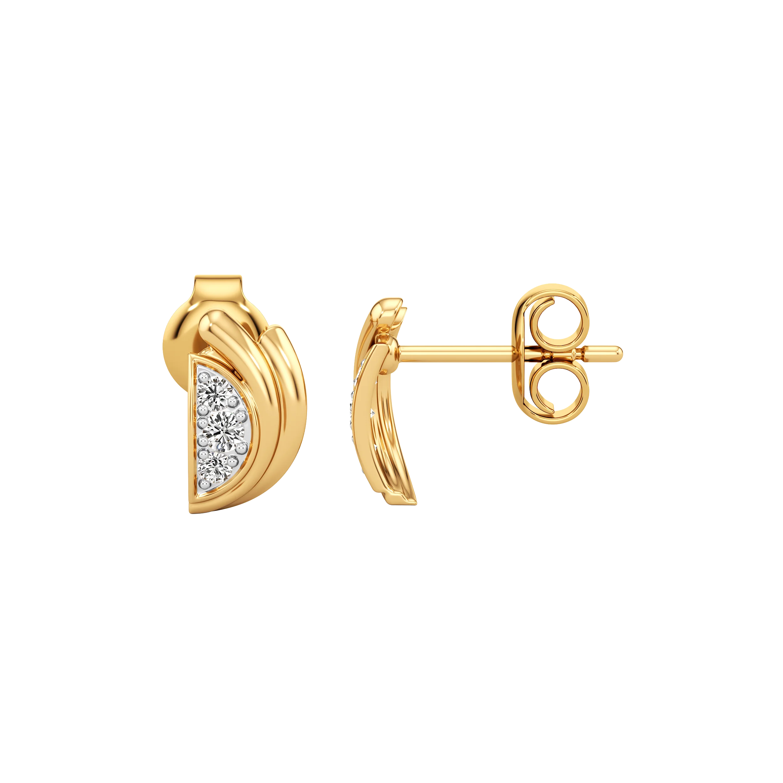 Crescent Drift Diamond Studs 1